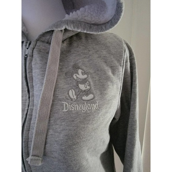 Disney Parks Mickey Mouse Sherpa Lined Hoodie Zip Up Jacket Size XS - Picture 2 of 4